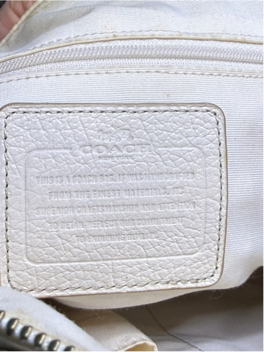 Women's Coach Cream Leather Tote Bag One Size